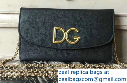 Dolce & Gabbana DG Chain Wallet Bag in Dauphine Calfskin Black 2018